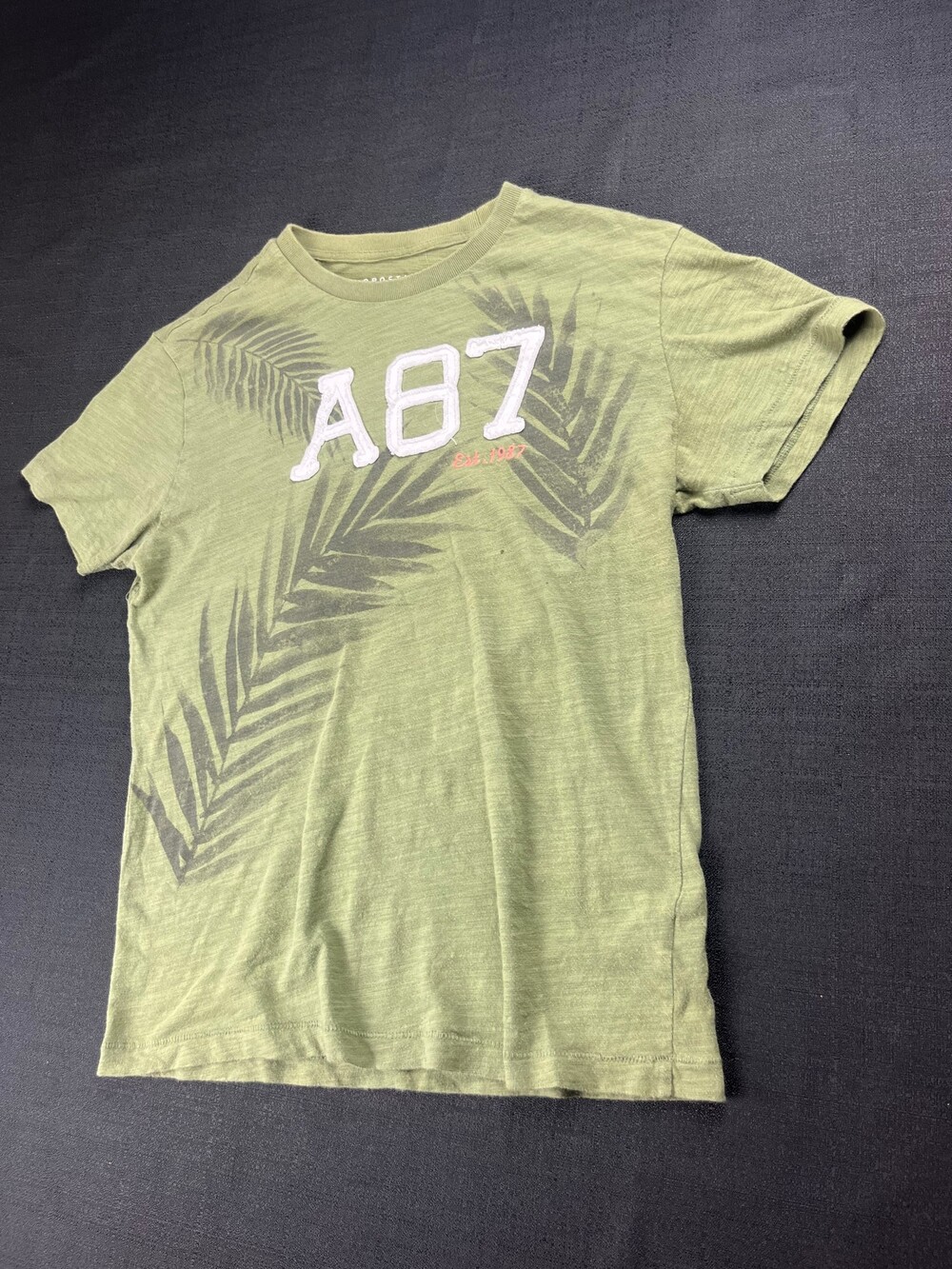 Aeropostale Small Green T-Shirt A87 Palm Leaf Graphic Short Sleeve